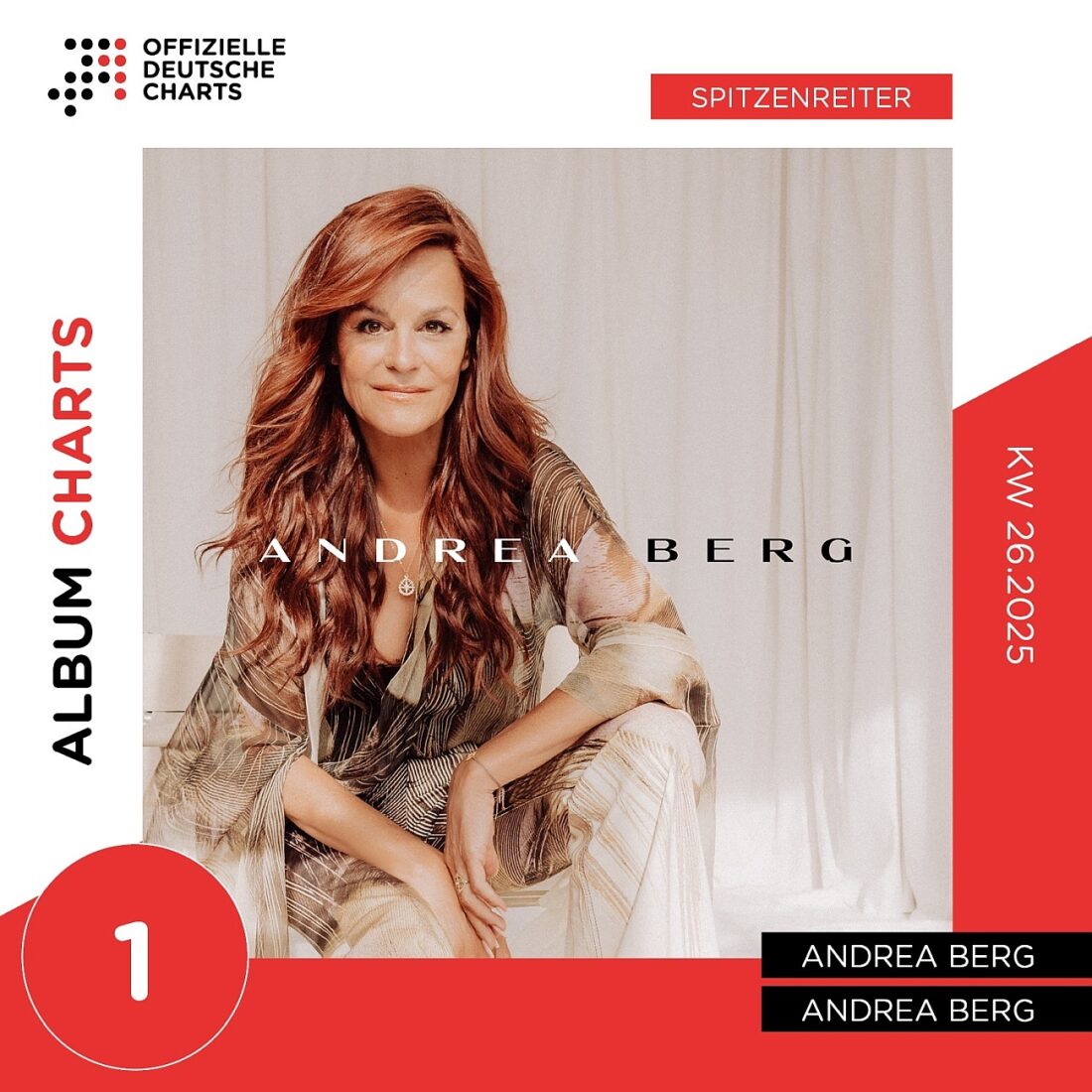 Andrea Berg setzt erneut Maßstäbe: Mit „Live – Die Tournee 2025“ Platz eins der deutschen Album-Charts erklommen